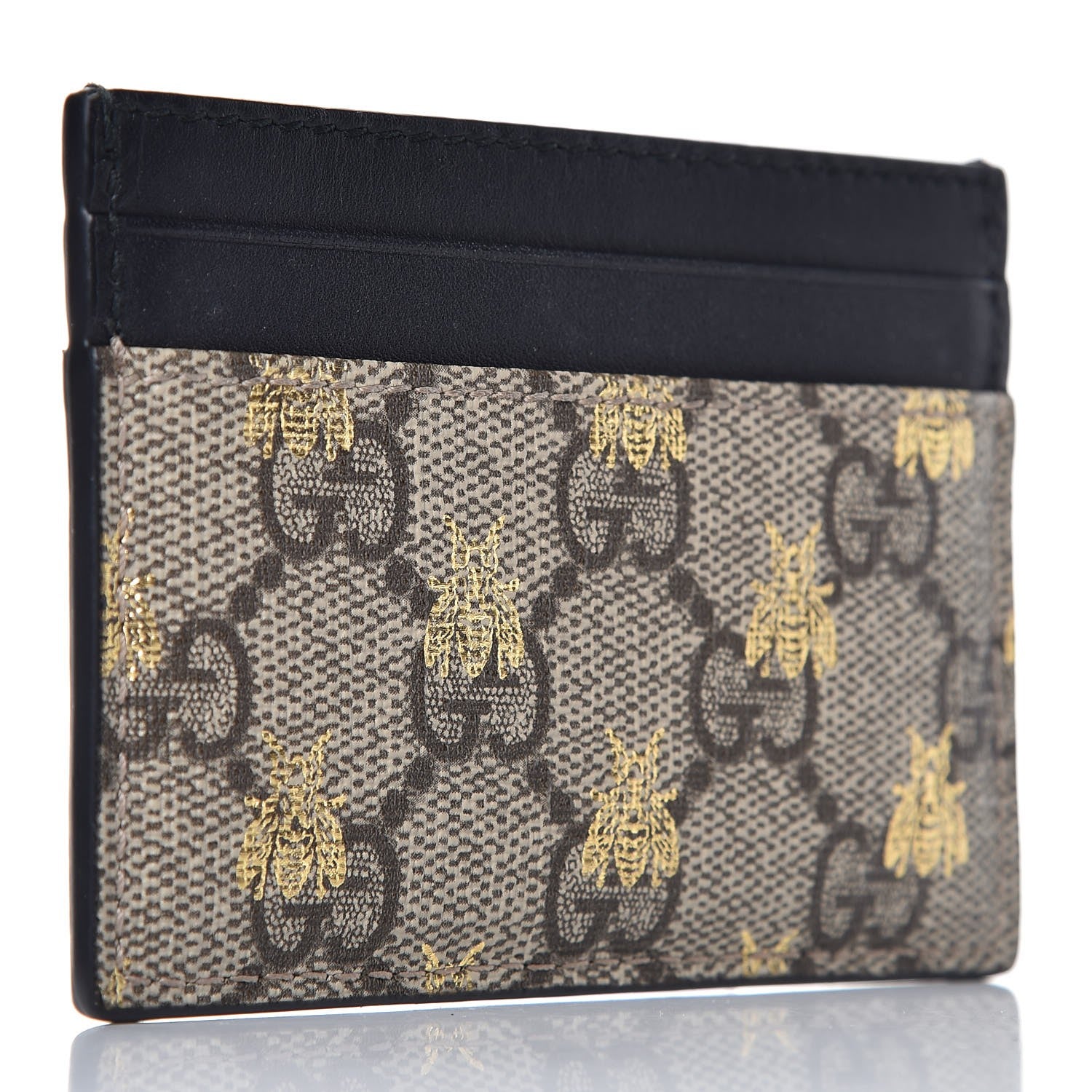 Gucci GG Supreme Monogram Bees Card Holder Black 3 of 8