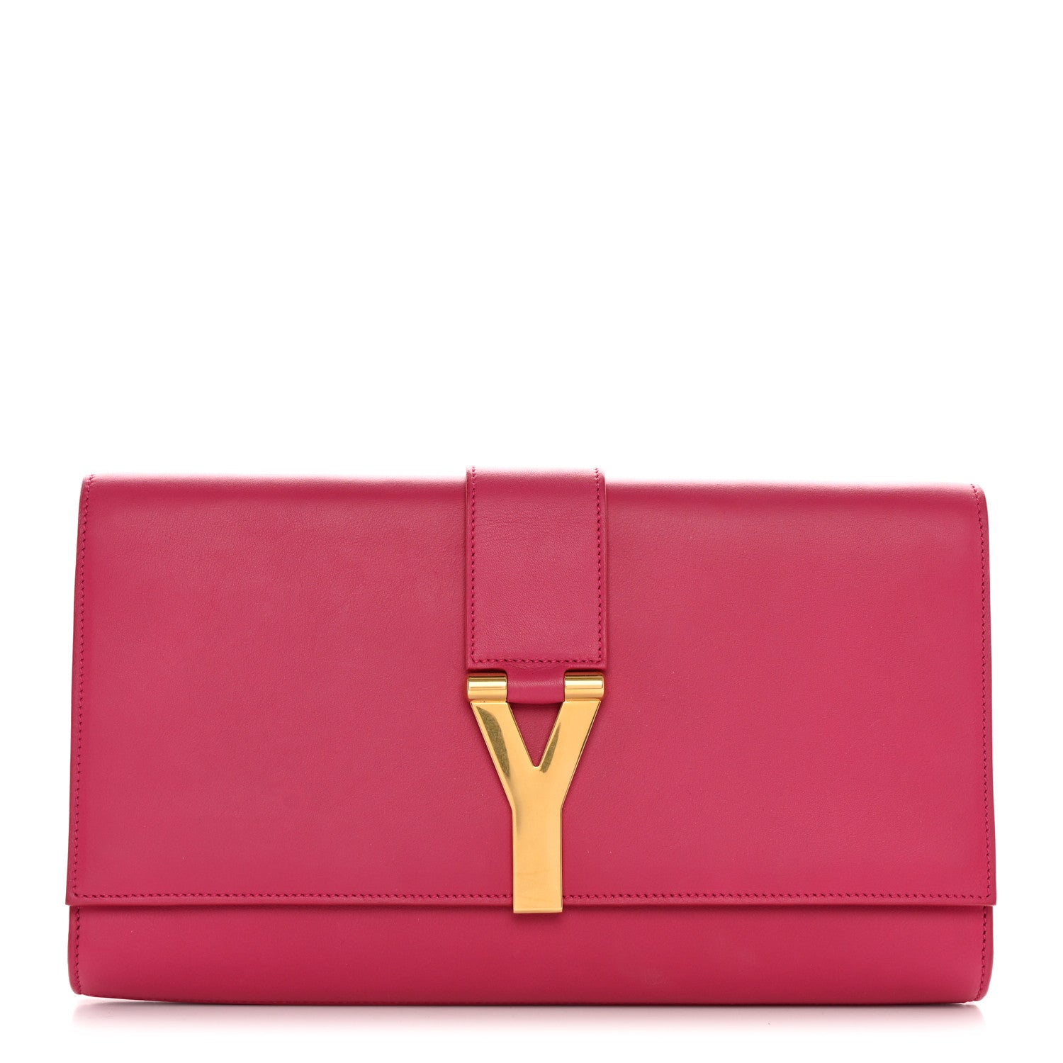 Saint Laurent Calfskin Classic Y Ligne Clutch Fuchsia 1 of 12