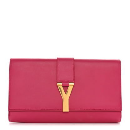 Saint Laurent Calfskin Classic Y Ligne Clutch Fuchsia 1 of 12