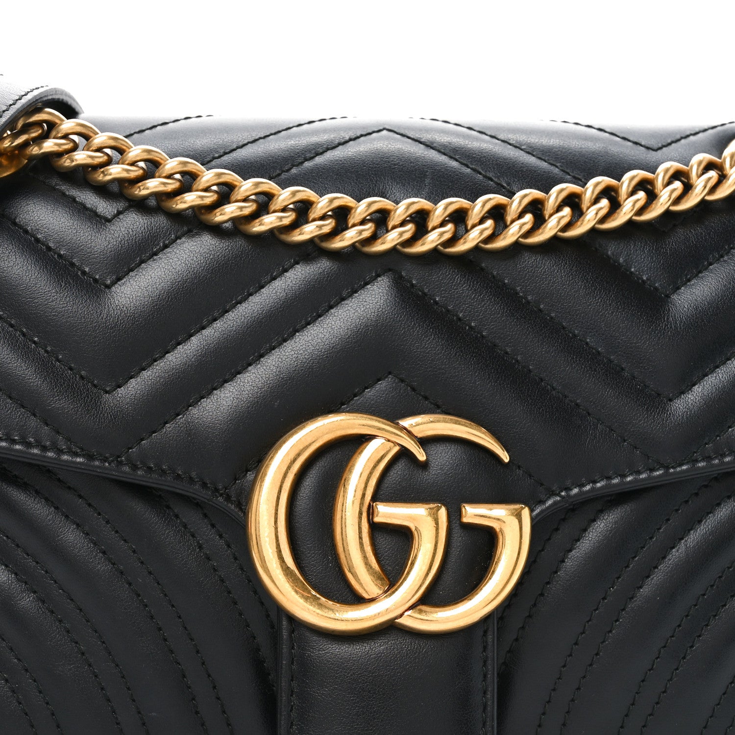 Gucci Calfskin Matelasse Small GG Marmont Shoulder Bag Black 8 of 11