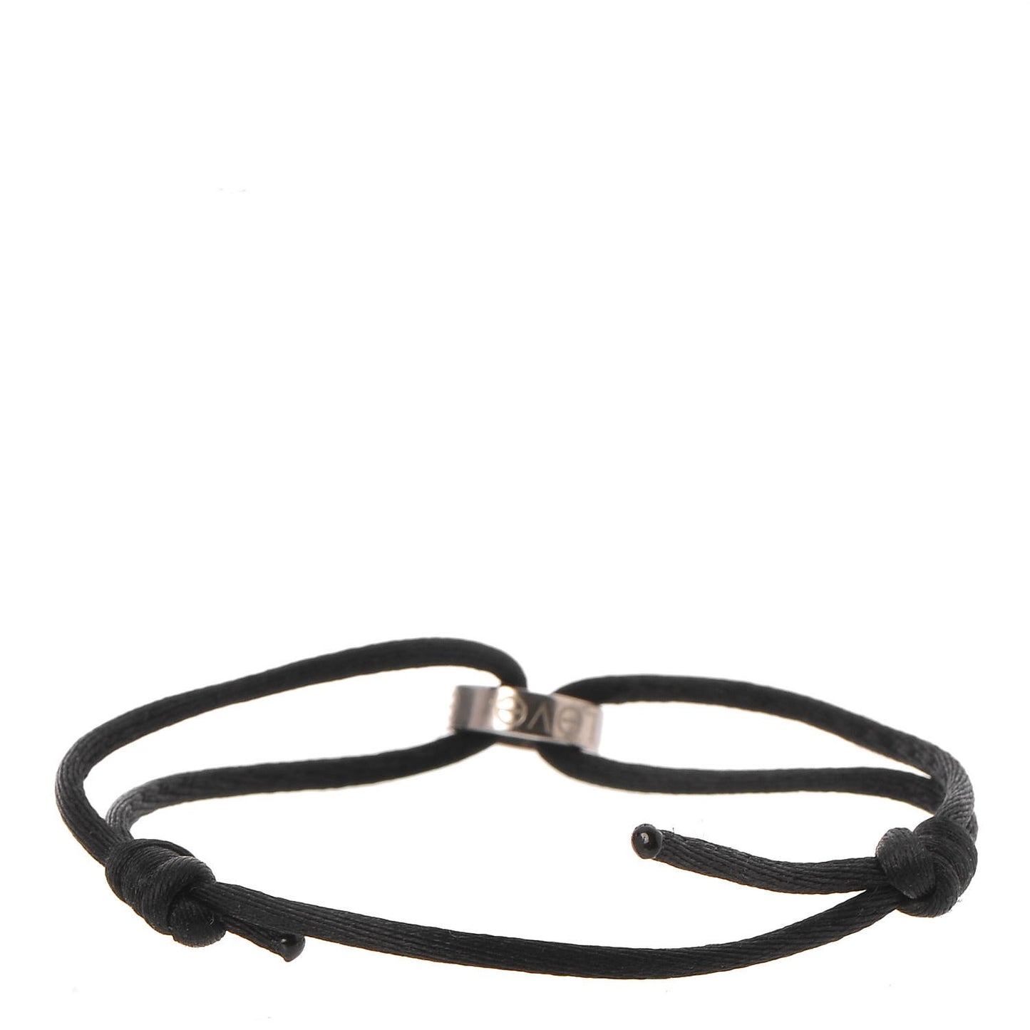 18K White Gold Charity LOVE Adjustable Cord Bracelet Black