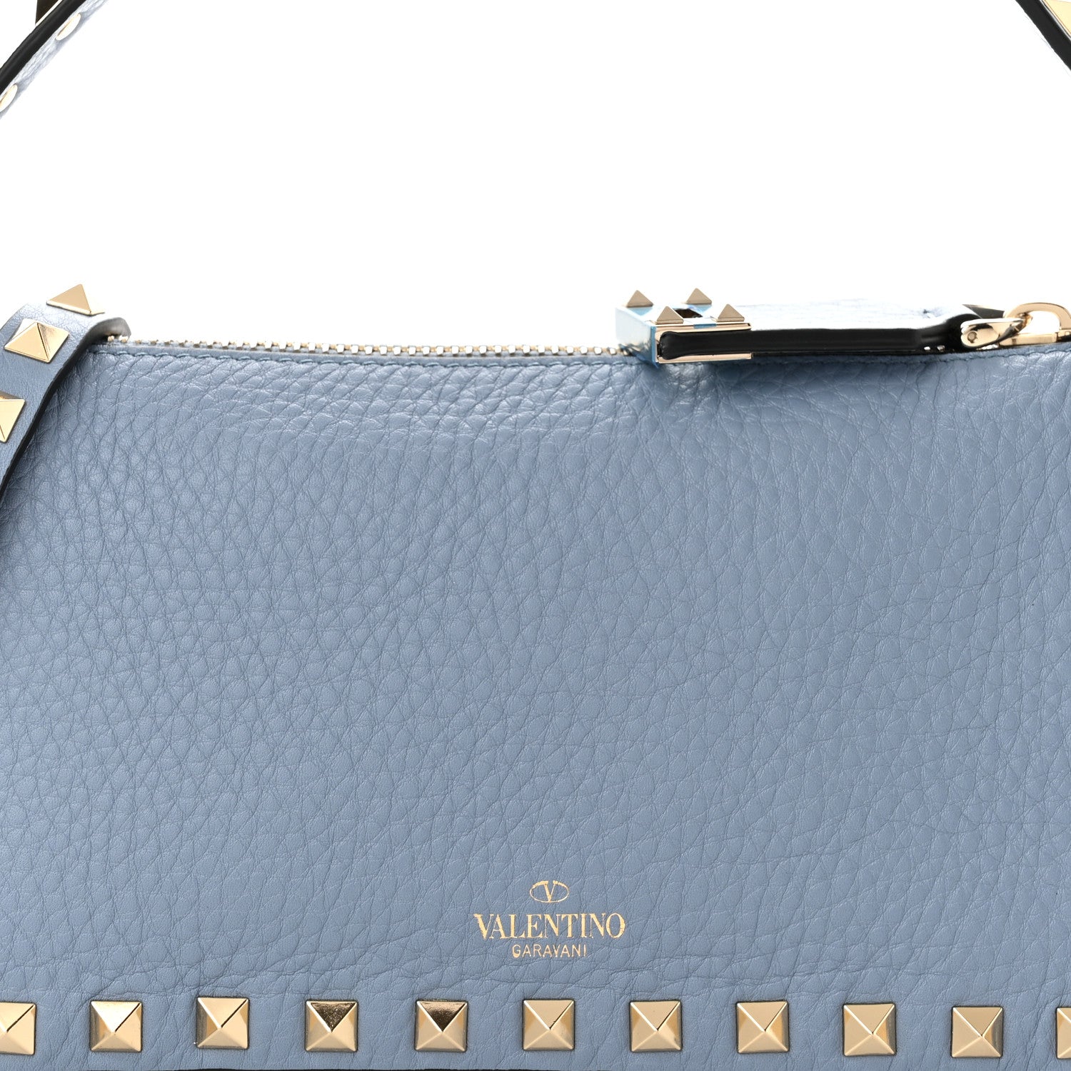 Valentino Garavani Pebbled Calfskin Small Rockstud Flip Lock Shoulder Bag Niagara 7 of 9