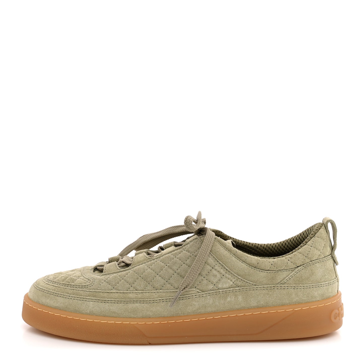 Suede Calfskin Low Top Sneakers 41 Khaki