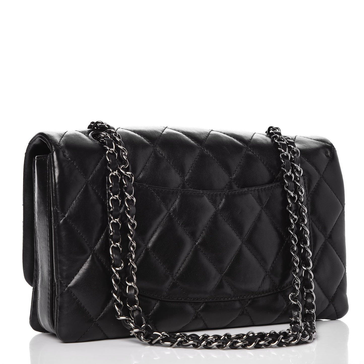 Lambskin Quilted Large 3 Flap Black