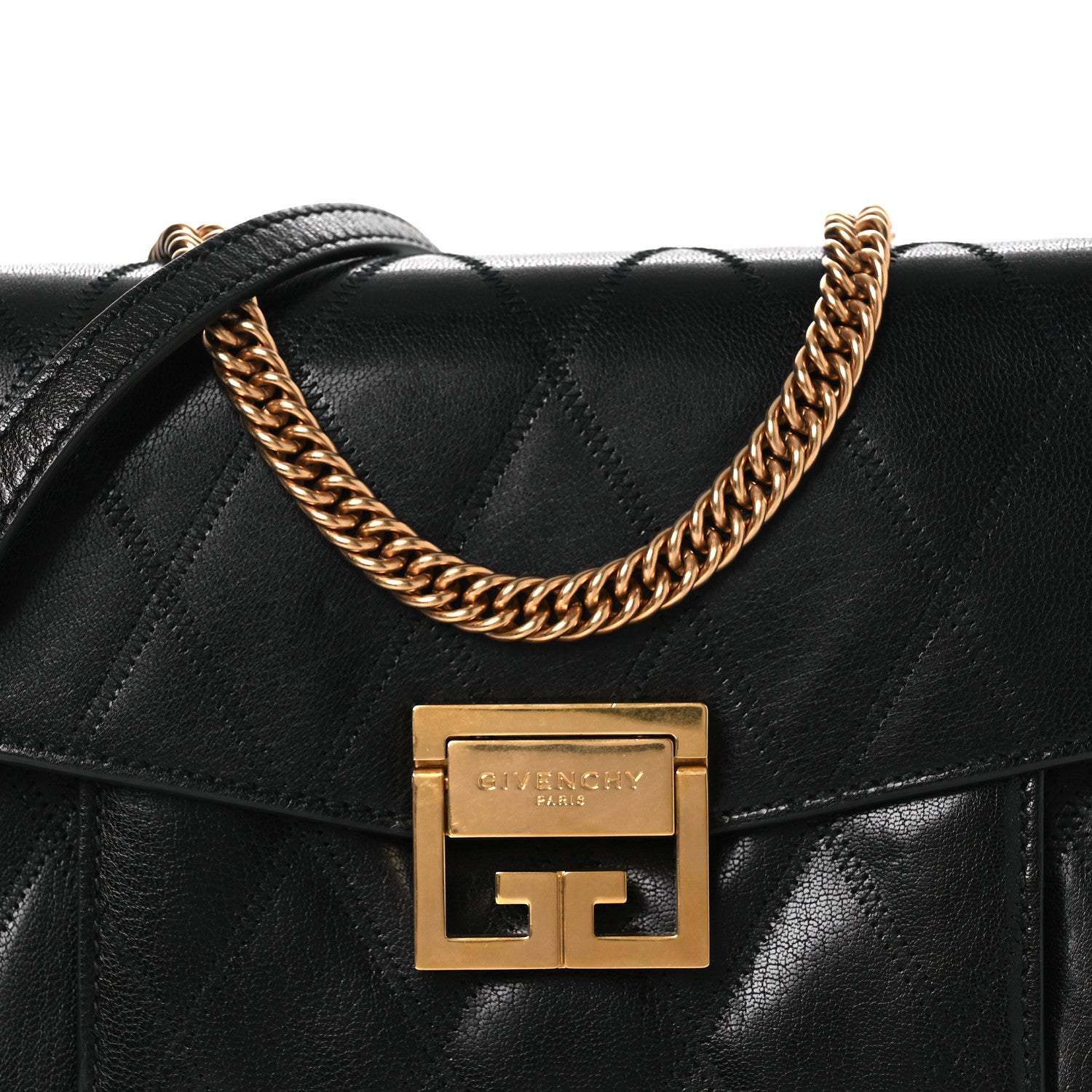 Givenchy Goatskin Quilted Small GV3 Shoulder Bag Black 7 of 9
