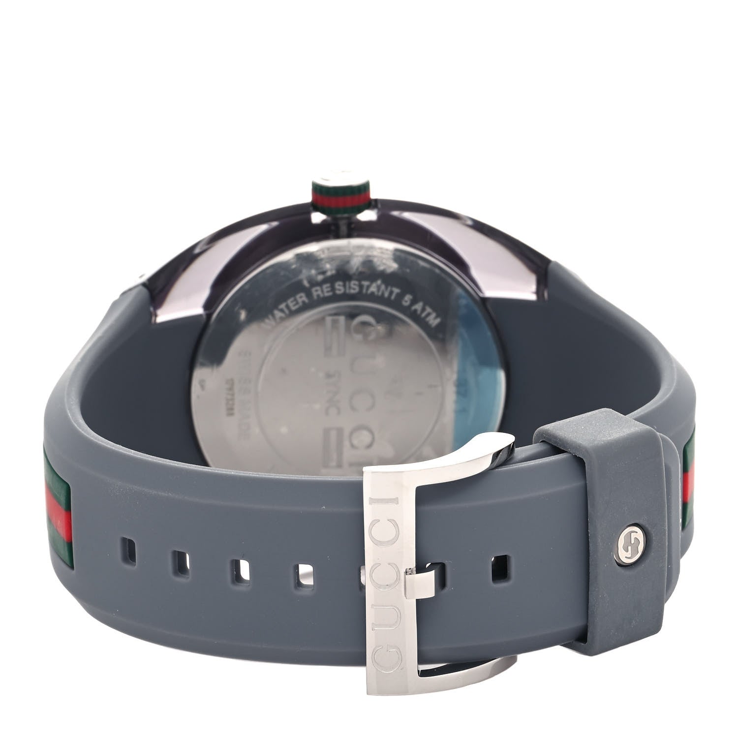 Gucci Stainless Steel Rubber 46mm Sync Web Quartz Watch Grey 3 of 4