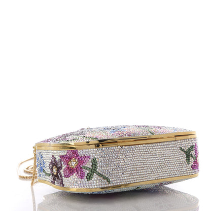 Judith Leiber Swarovski Crystal Flower Minaudiere Clutch Gold 3 of 9