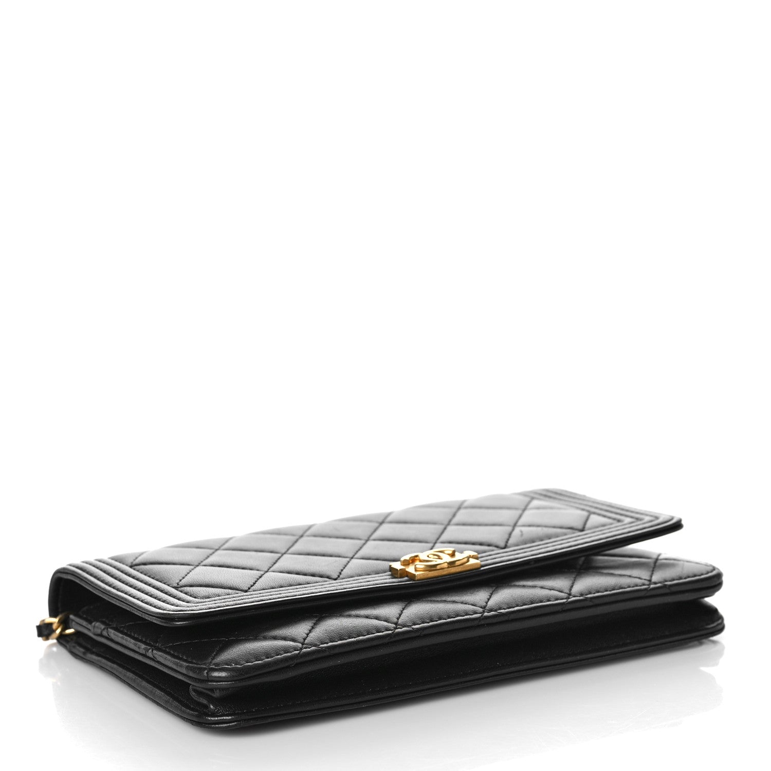 Chanel Lambskin Quilted Boy Wallet On Chain WOC Black 4 of 15