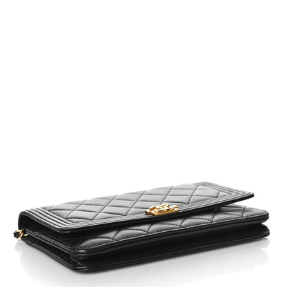 Chanel Lambskin Quilted Boy Wallet On Chain WOC Black 4 of 15