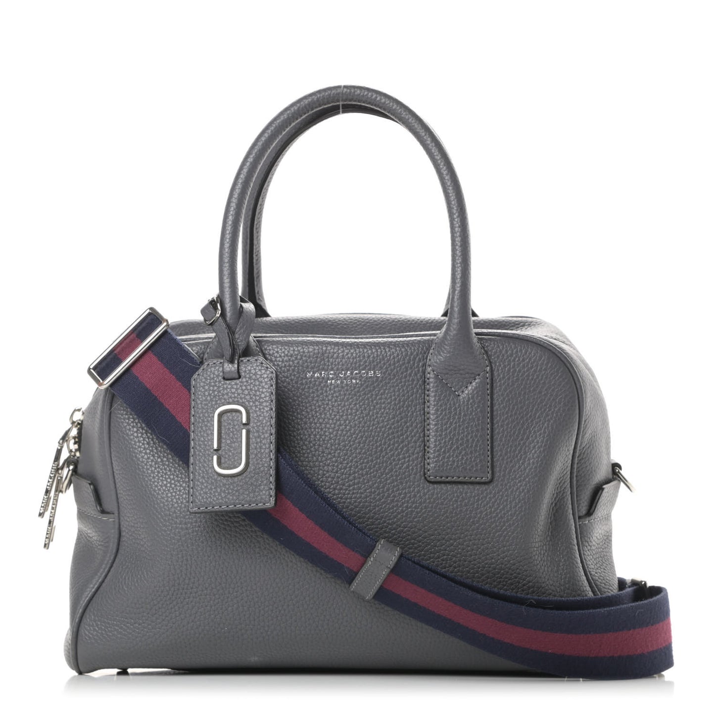 Pebbled Calfskin Gotham Bauletto Satchel Grey