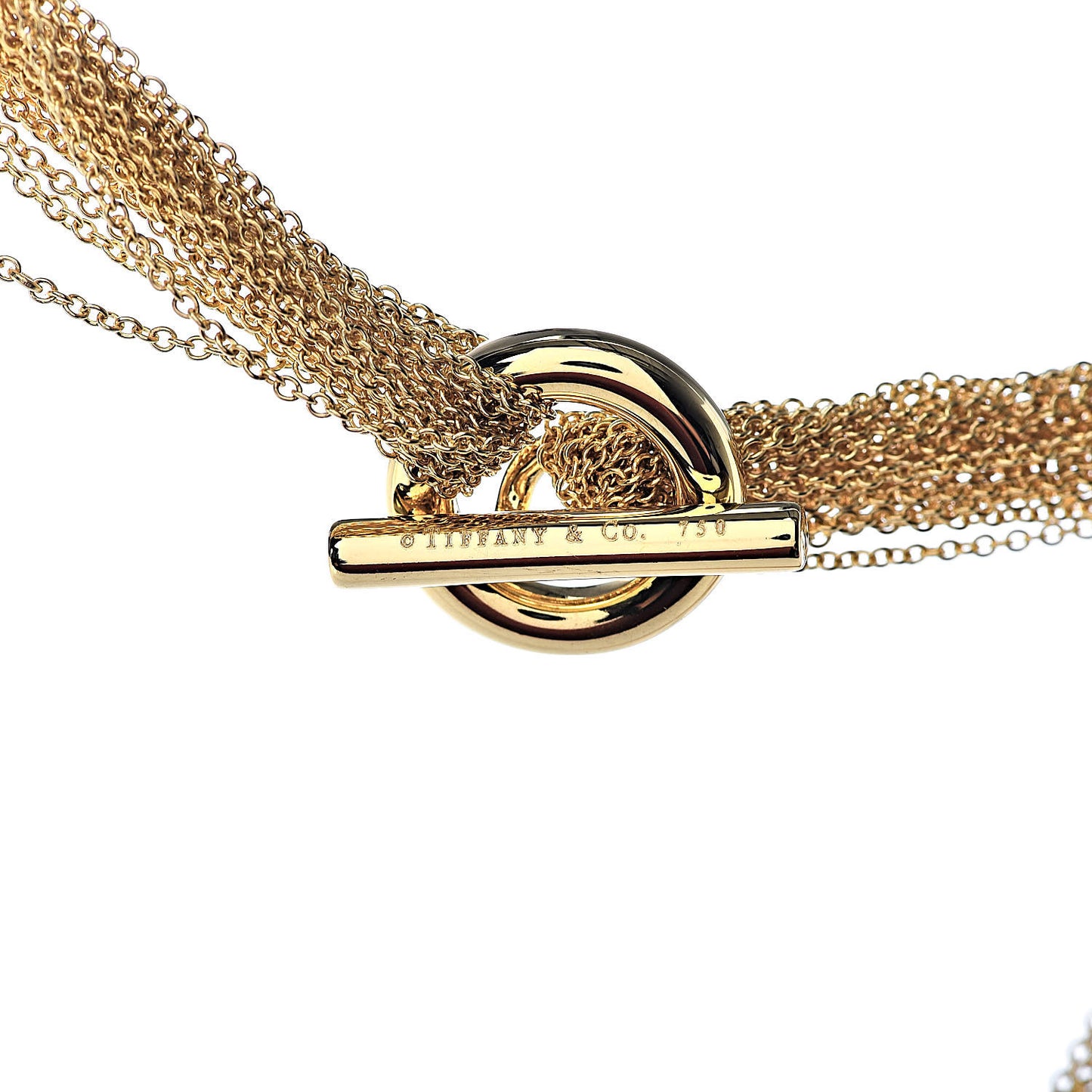18K Yellow Gold Heart Mesh Toggle Necklace