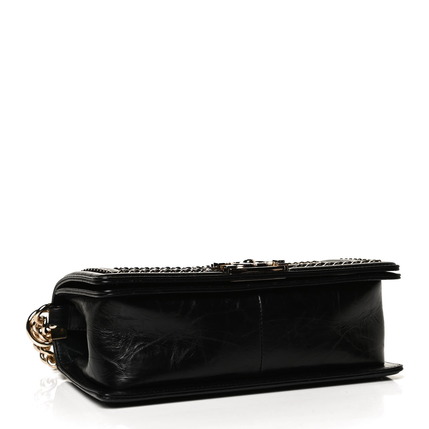 Chanel Crumpled Calfskin Chevron Chain Medium Boy Flap Black 4 of 12