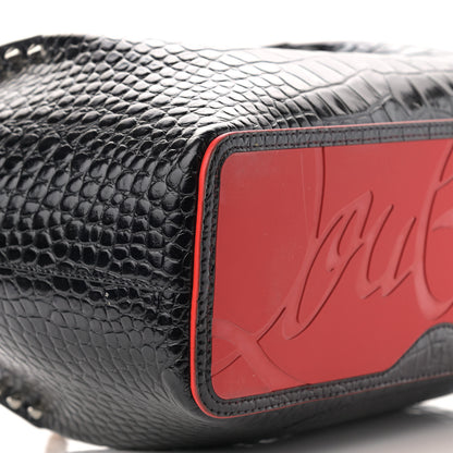 Christian Louboutin Crocodile Embossed Calfskin Spiked Small Cabarock Shopper Tote Black 8 of 10
