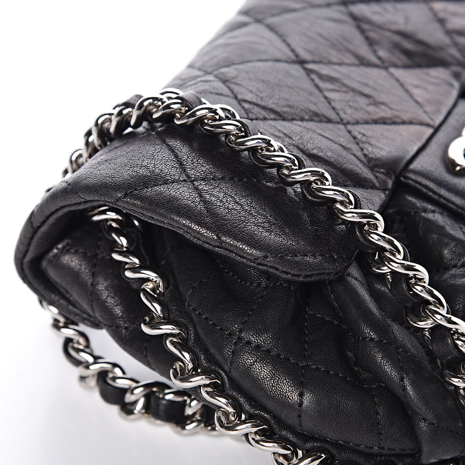 Chanel Washed Lambskin Quilted Mini Chain Around Flap Black 10 of 12