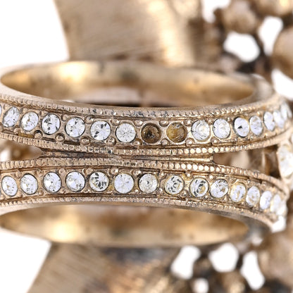 Chanel Crystal Pearl CC Ring 52/6 Gold White 5 of 5