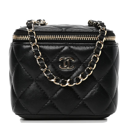 Chanel Lambskin Quilted Mini Vanity Case With Chain Black 1 of 6
