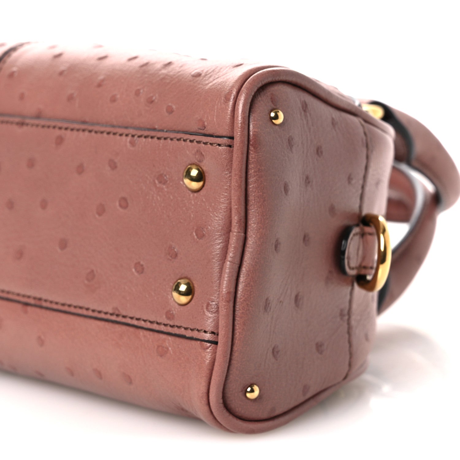 Chloe Buffalo Ostrich Effect Small Charms Bowling Bag Nougat 10 of 10