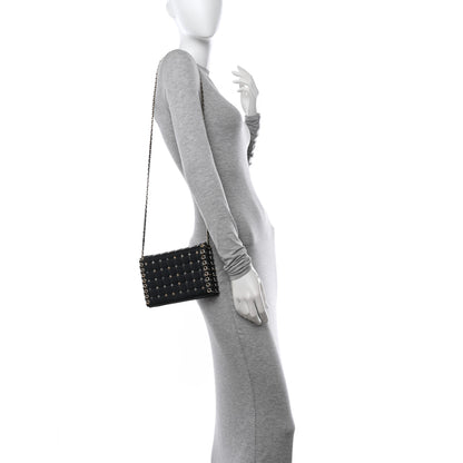Chanel Lambskin Chocolate Bar Piercing CC Studded Small Chain Flap Bag Black 2 of 10