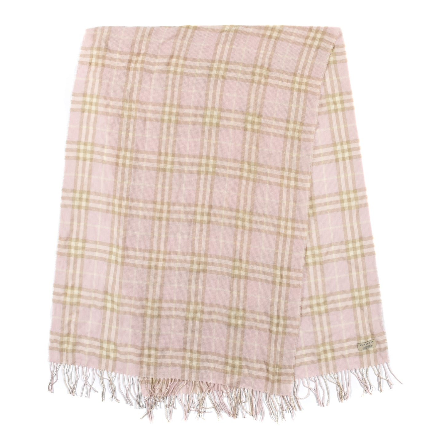 Cashmere Check Fringe Scarf Pink