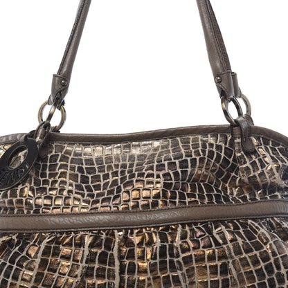 Fendi Metallic Canvas Crocodile Embossed Large Chef Shopper Tote Bronze 11 of 19