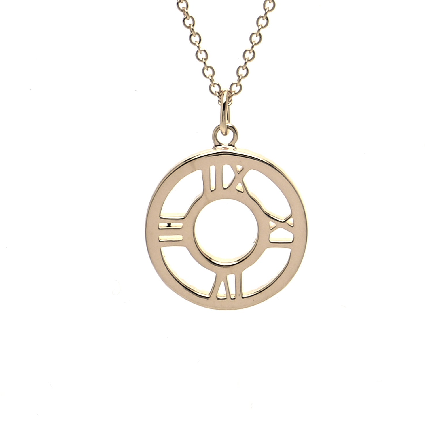 Tiffany 18K Yellow Gold Diamond Small Atlas Open Pave Pendant Necklace 3 of 6