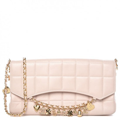Chanel Lambskin Quilted Crystal Chocolate Bar Charm Flap Light Pink 1 of 12