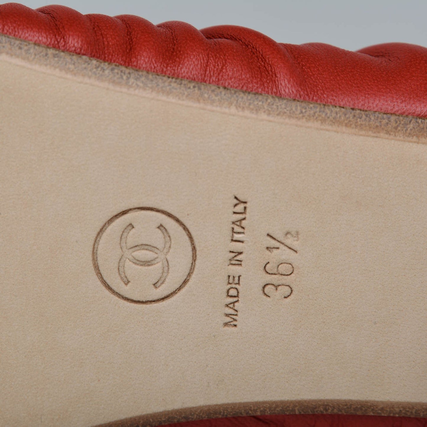 Lambskin Cap Toe Ballerina Flats 36.5 Red