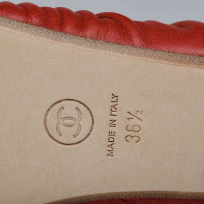Chanel Lambskin Cap Toe Ballerina Flats 36.5 Red 7 of 8