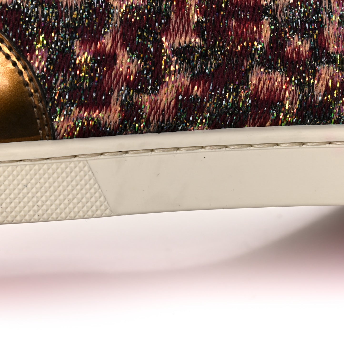 Crystal Metallic Suede Peacock Woven Lurex Gondolastrass Sneakers 36.5 Burgundy