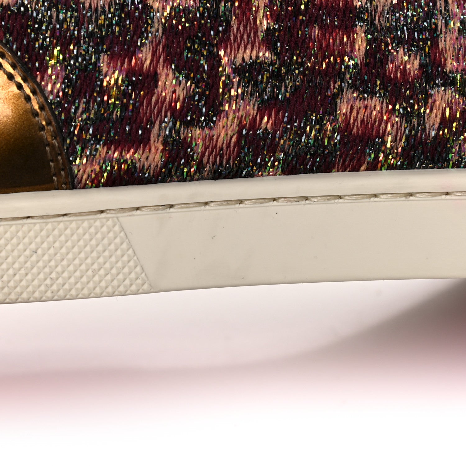 Christian Louboutin Crystal Metallic Suede Peacock Woven Lurex Gondolastrass Sneakers 36.5 Burgundy 14 of 14