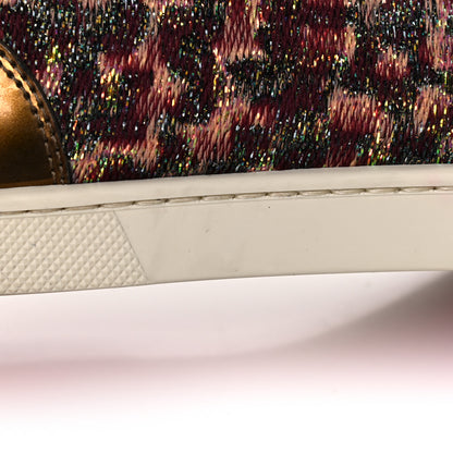 Christian Louboutin Crystal Metallic Suede Peacock Woven Lurex Gondolastrass Sneakers 36.5 Burgundy 14 of 14