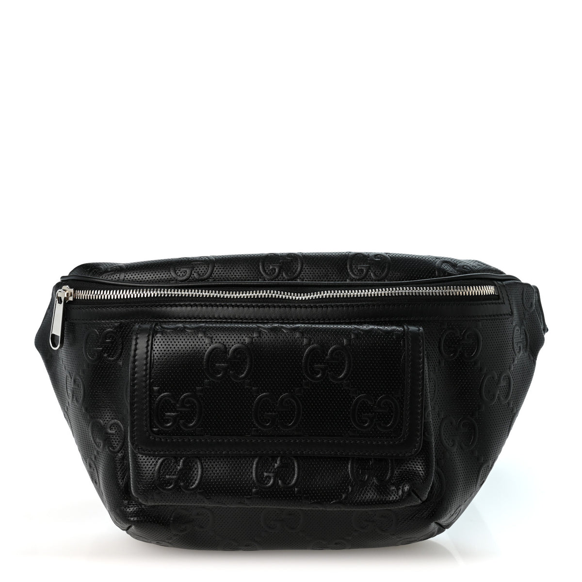 Calfskin GG Tennis Embossed Pocket Belt Bag Black