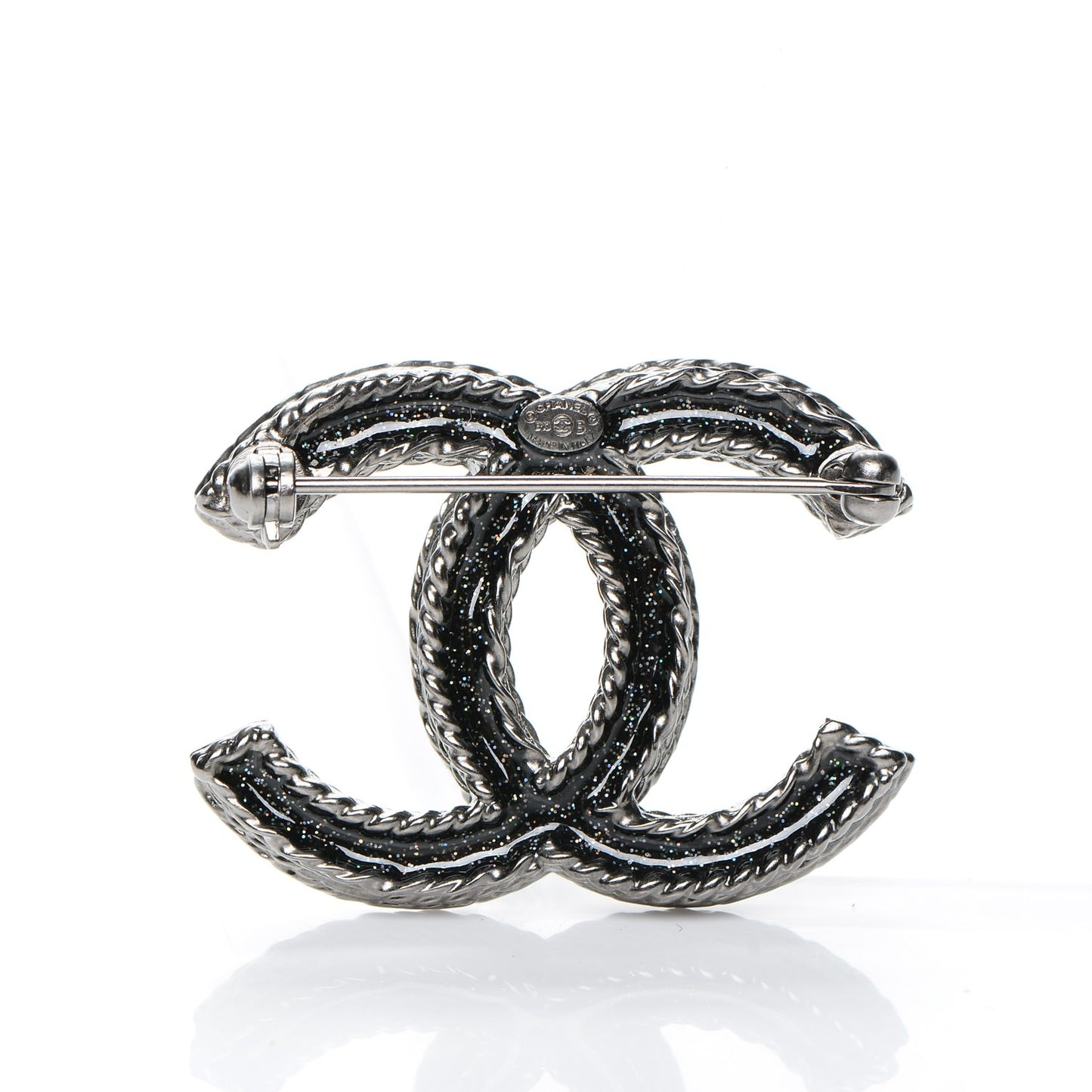 Ruthenium Crystal CC Brooch Black