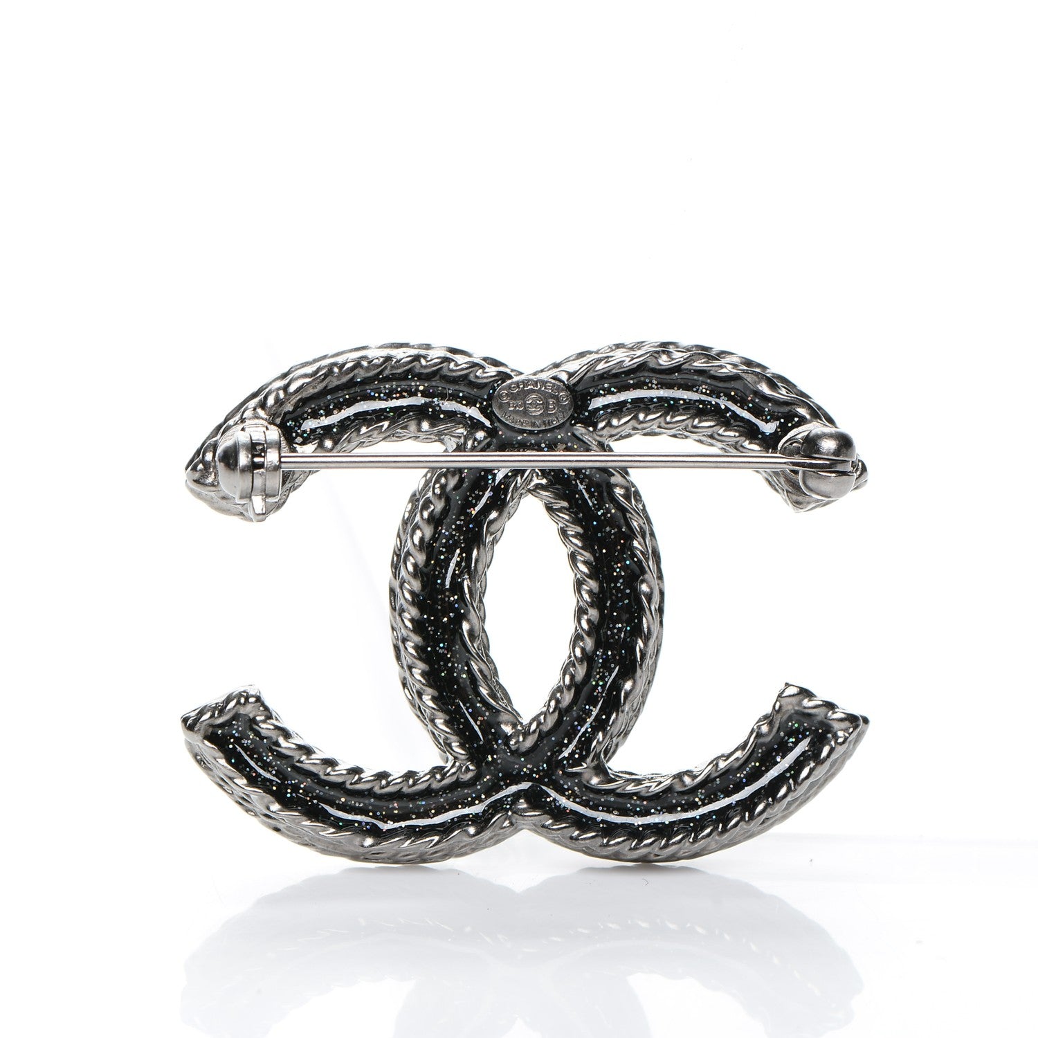 Chanel Ruthenium Crystal CC Brooch Black 3 of 4
