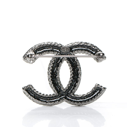 Chanel Ruthenium Crystal CC Brooch Black 3 of 4