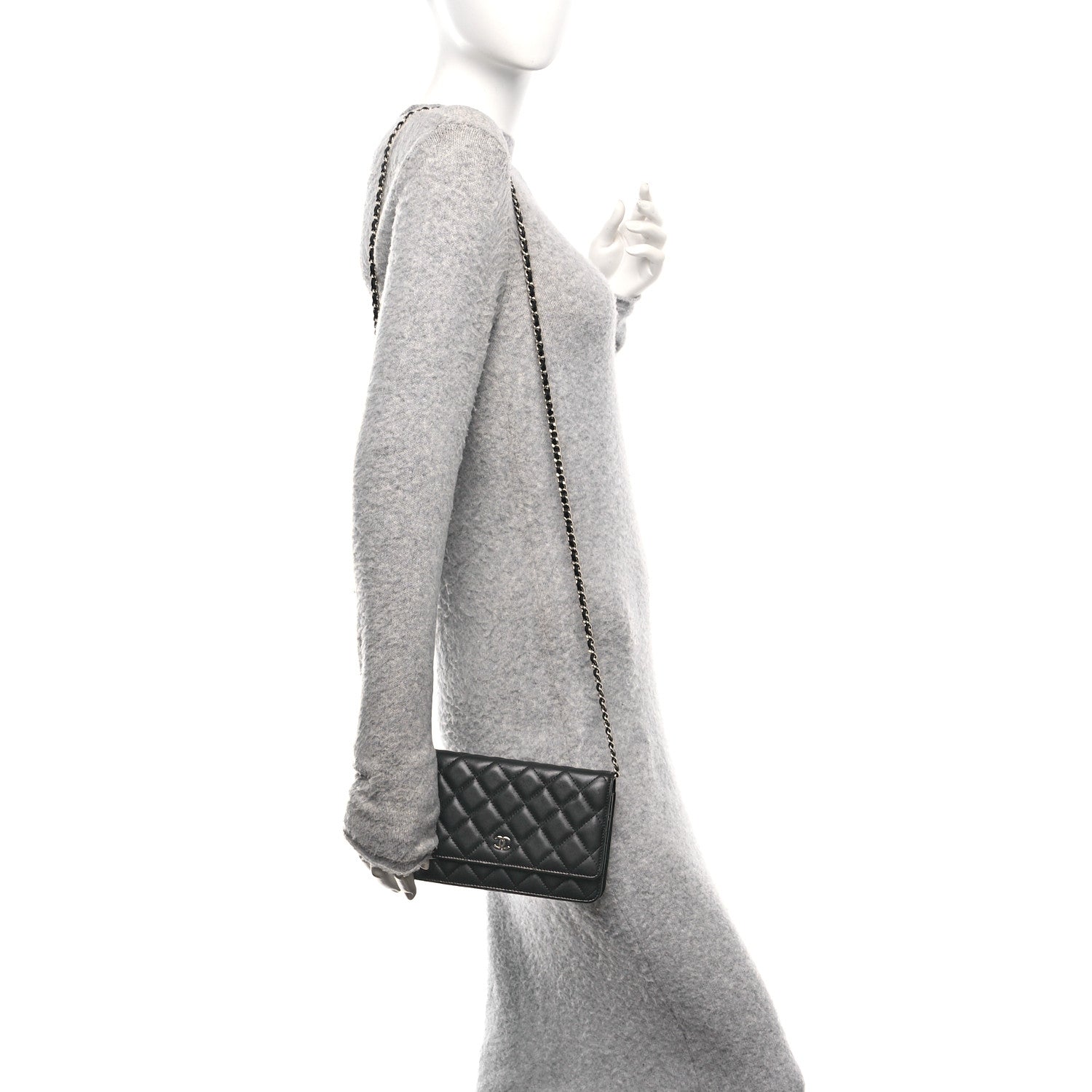Chanel Lambskin Quilted Wallet On Chain WOC Black 3 of 24