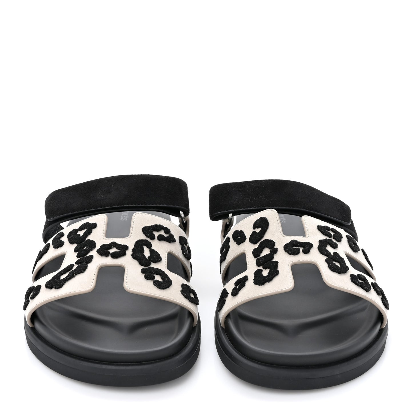 Suede Goatskin Womens Leopard Chypre Sandals 40 Beige Esquisse Black