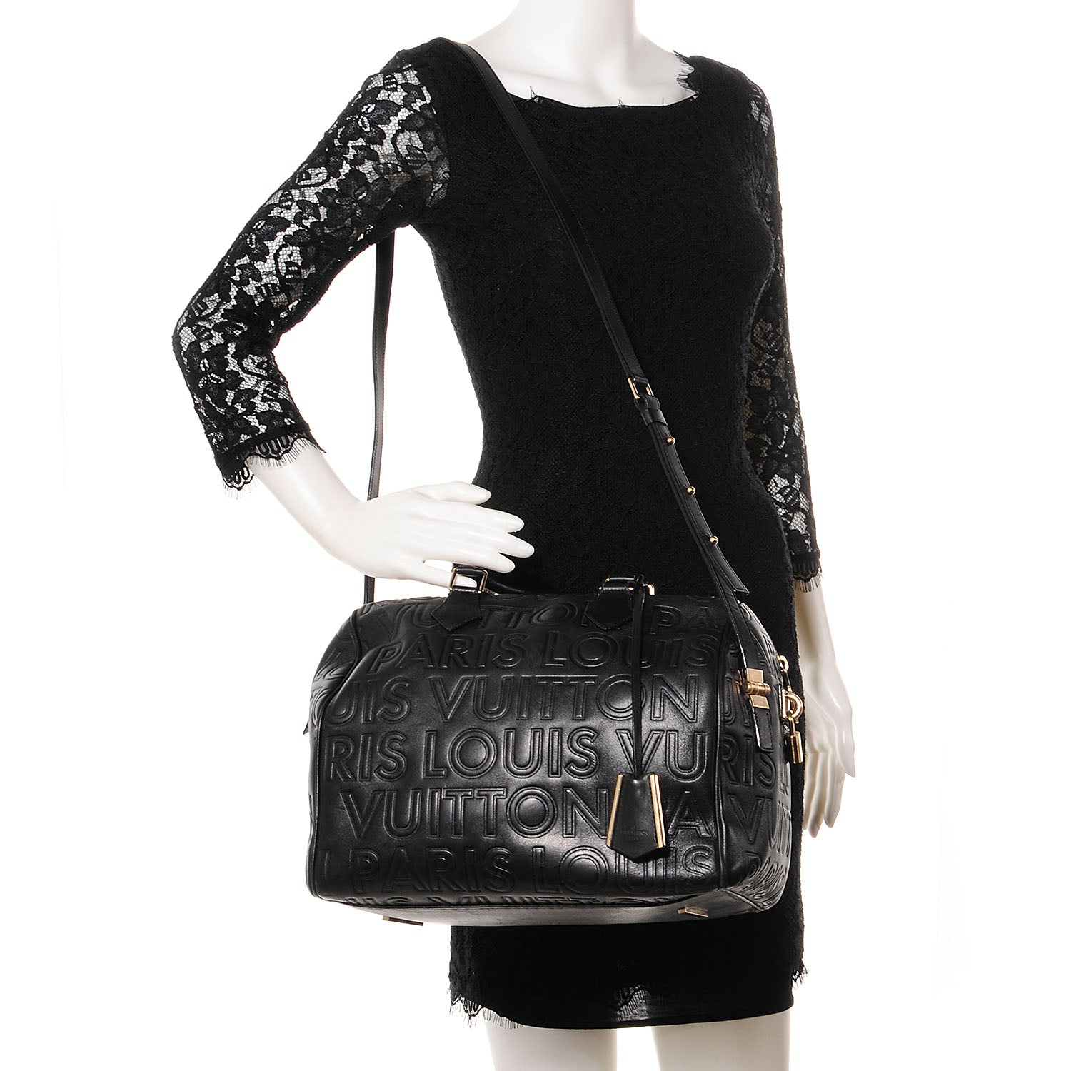 Louis Vuitton Calfskin Embossed Speedy Cube 30 Black 2 of 7
