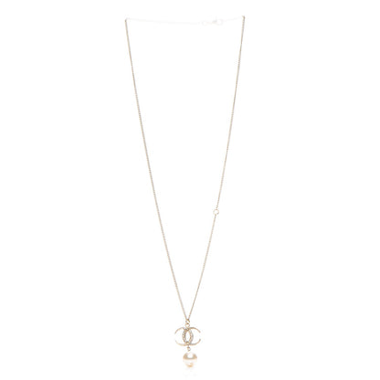 Chanel Pearl Crystal CC Drop Necklace Gold 2 of 5