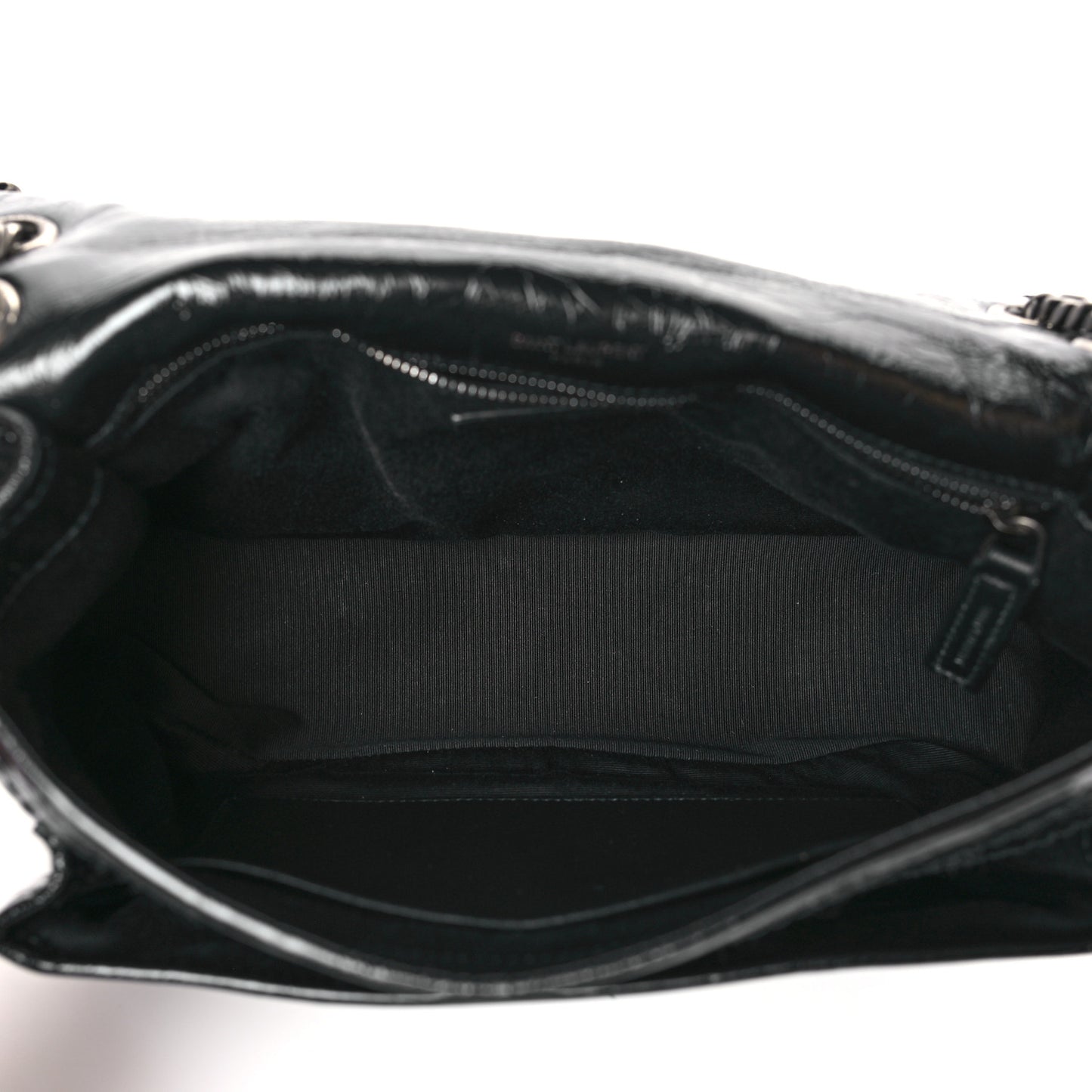 Crinkled Calfskin Matelasse Monogram Medium Niki Chain Satchel Black