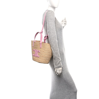 Celine Raffia Calfskin Triomphe Teen Panier Silk Pink Silk Pink 2 of 10