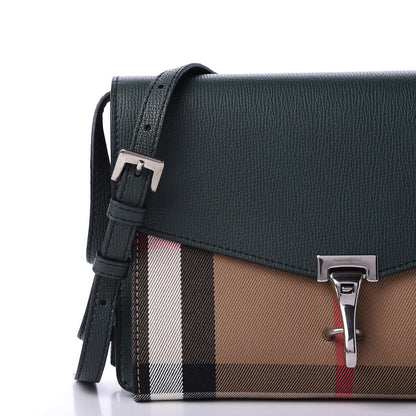 Burberry Derby Calfskin House Check Small Macken Crossbody Bag Dark Bottle Green 14 of 15