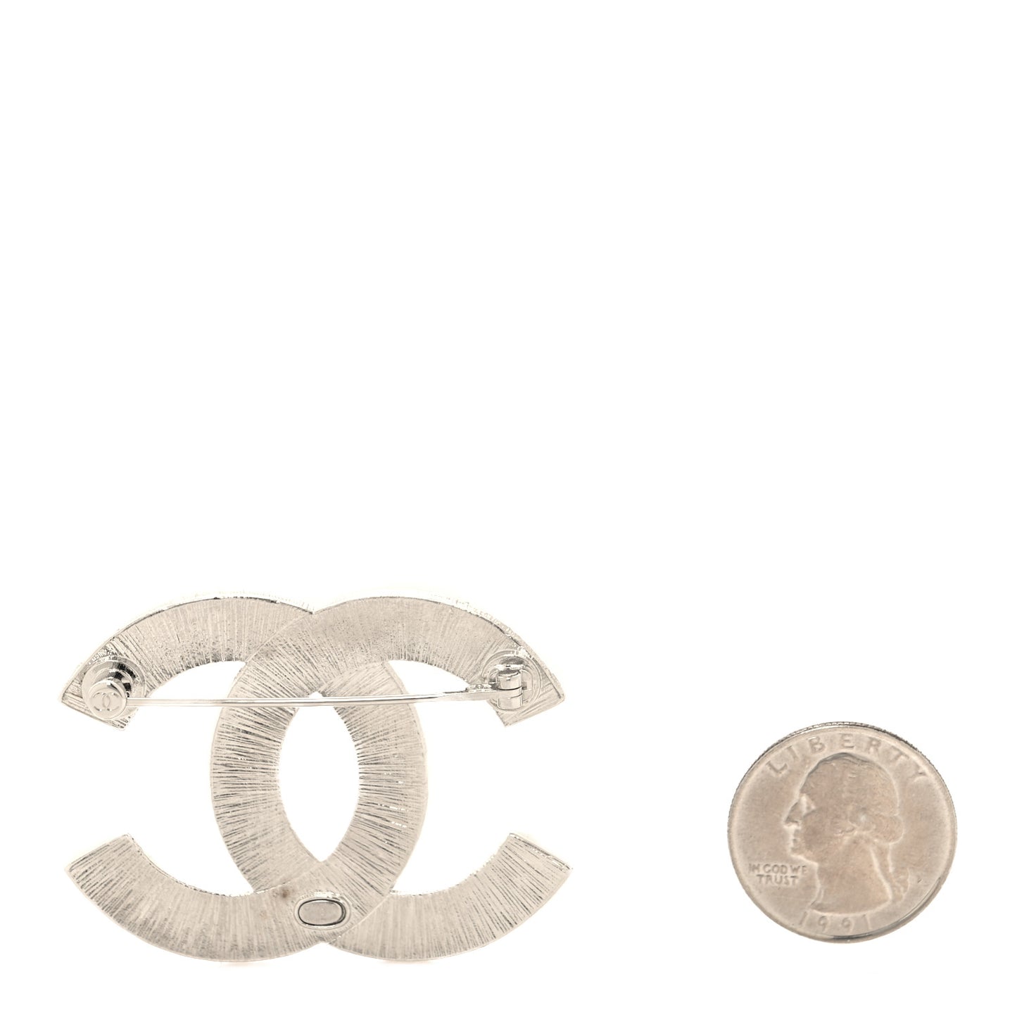 Baguette Crystal CC Brooch Silver