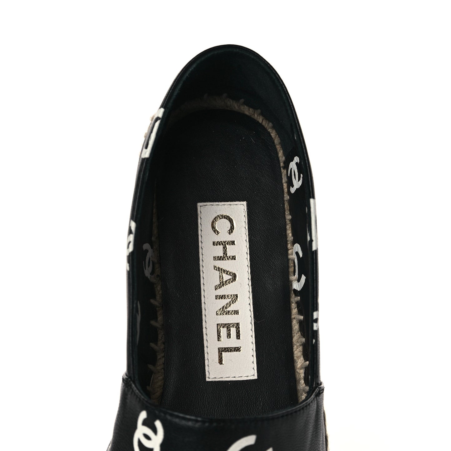 Lambskin Printed CC Espadrilles 35 Black White