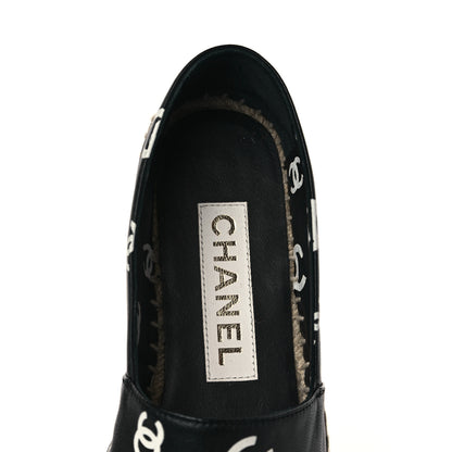 Chanel Lambskin Printed CC Espadrilles 35 Black White 7 of 8