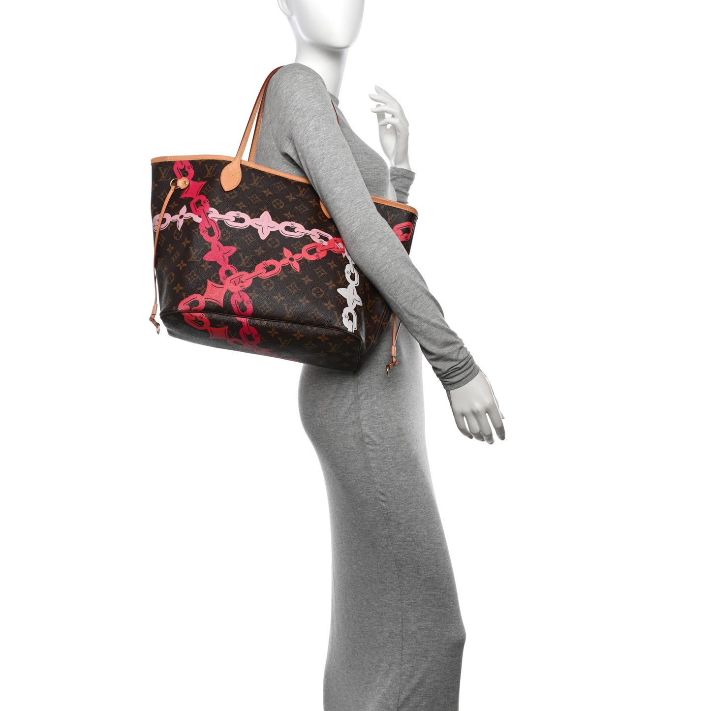 Monogram Bay Neverfull MM Rose Ballerine Poppy