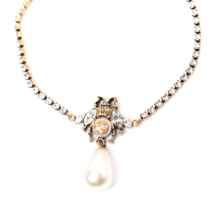 Gucci Crystal Pearl Bee Bracelet Aged Gold 3 of 5