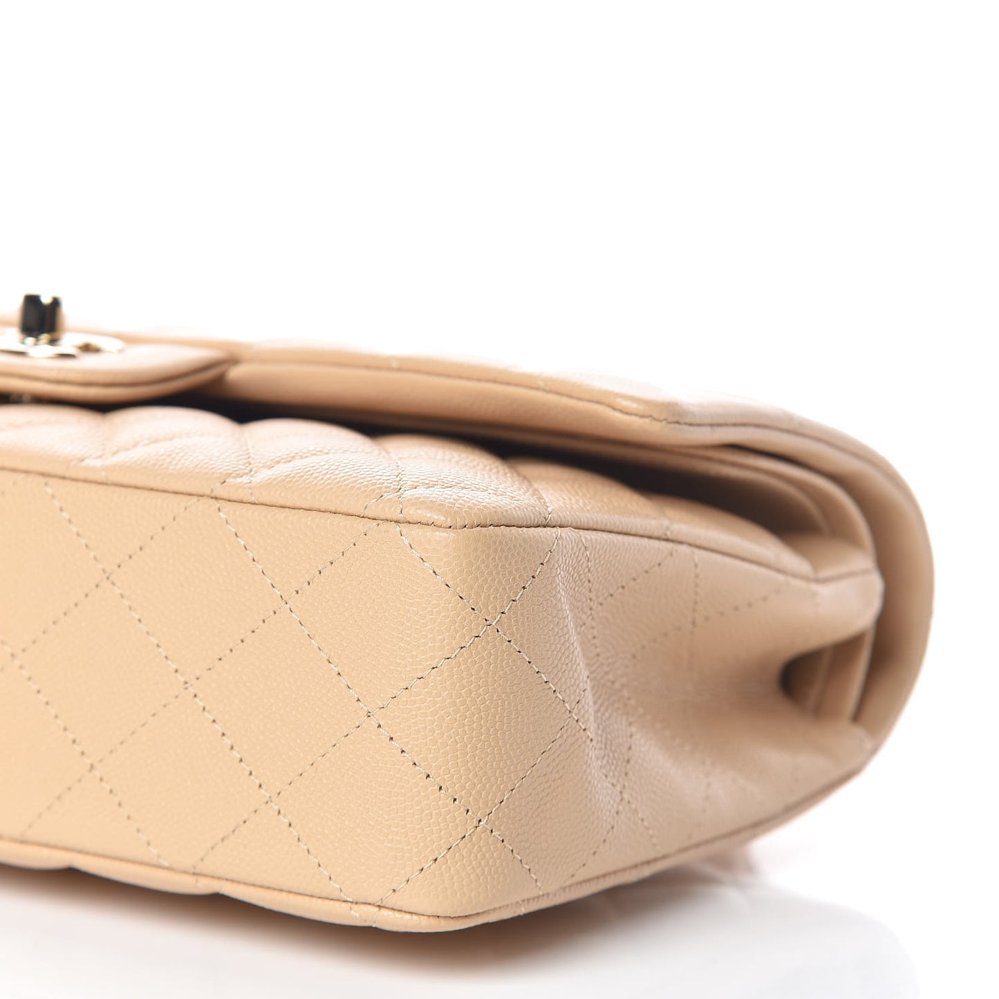Caviar Quilted Medium Double Flap Beige Clair