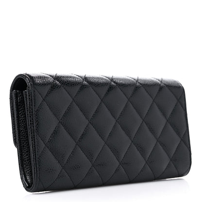 Chanel Caviar Quilted Large Gusset Flap Wallet Black 3 of 11