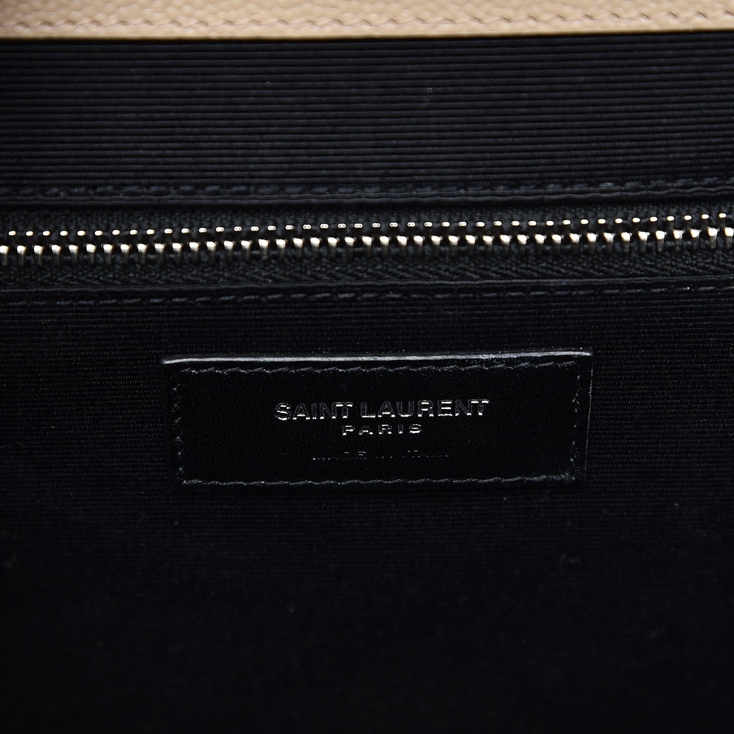 Saint Laurent Grain De Poudre Large Triquilt Monogram Satchel Dark Beige 6 of 7